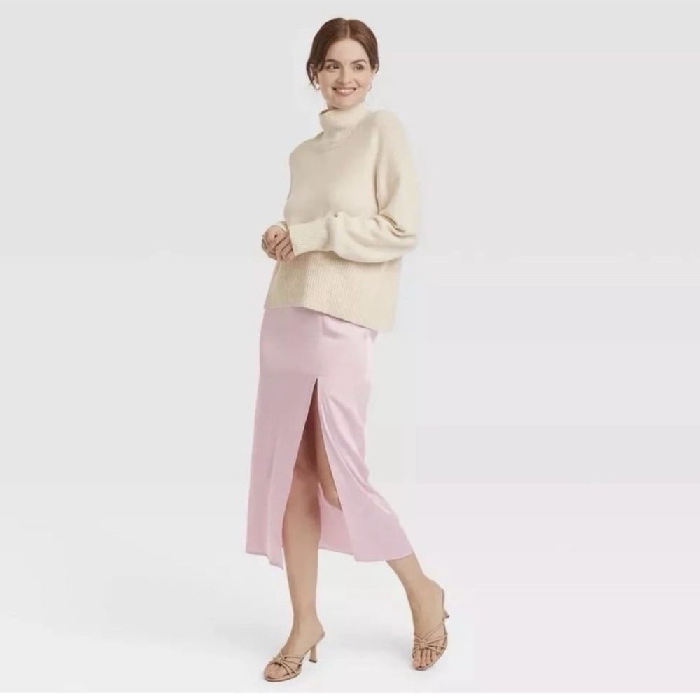 A New Day Light Pink Satin Skirt